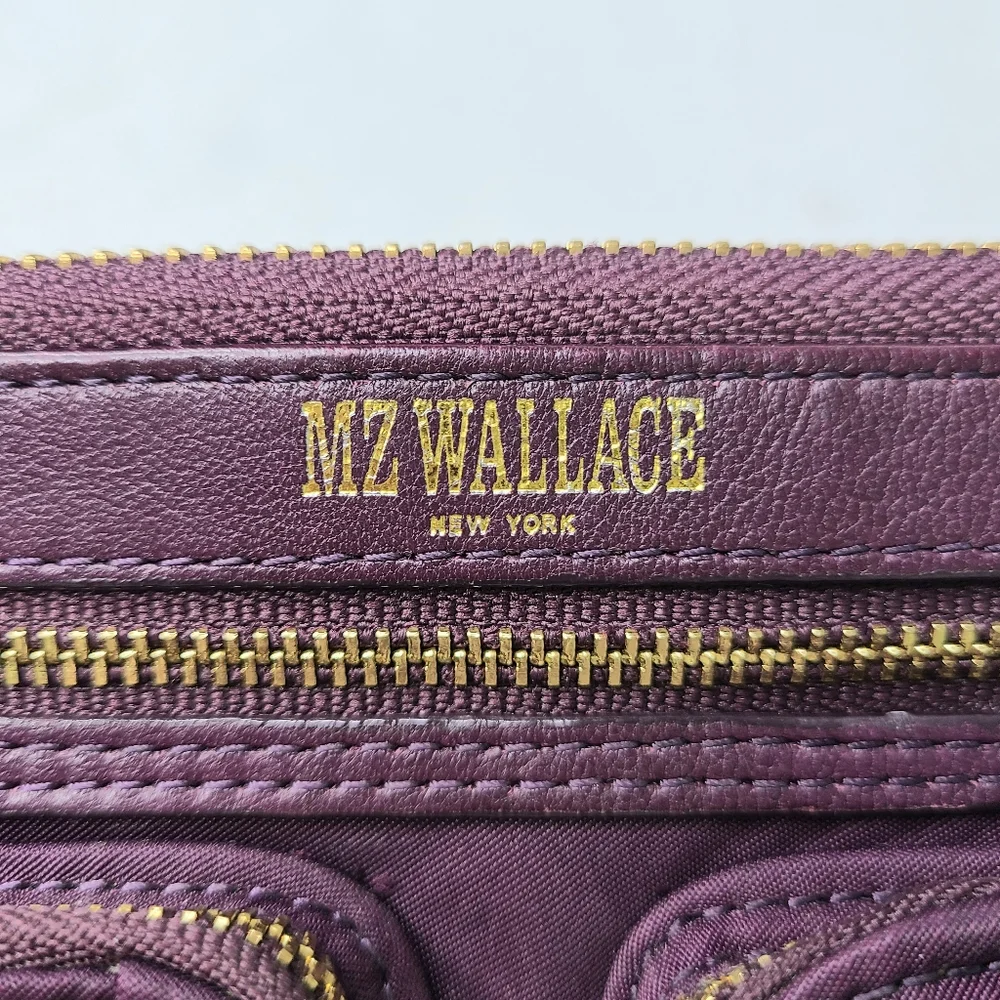 MZ Wallace Abbey Eggplant Purple Wine Wallet Wristlet Clutch
